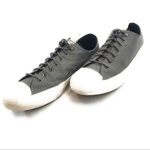 Converse Men’s Gray Leather Low Top Sneaker Shoes